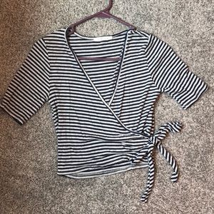 Navy Blue Pinstripe Top